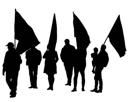 With flags on white backgroundのイラスト素材