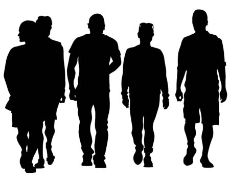 Group of tourists with travel suitcases on a white backgroundのイラスト素材