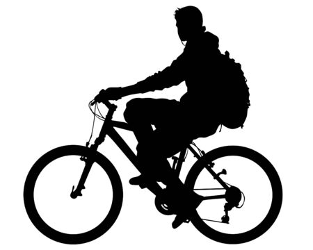 Sport people whit bike on white backgroundのイラスト素材