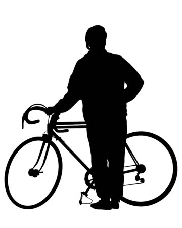 Sport people whit bike on white backgroundのイラスト素材
