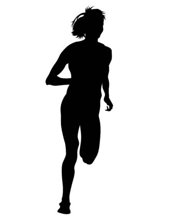 Woman athletes running on white backgroundのイラスト素材