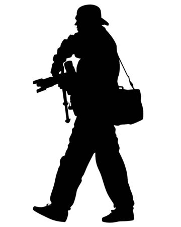 Tourist with a camera on white backgroundのイラスト素材