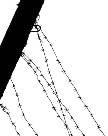 Barbed wire steel fence in the border zoneのイラスト素材