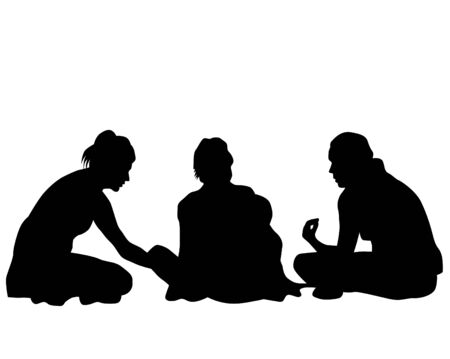 Big crowds people at street on white backgroundのイラスト素材