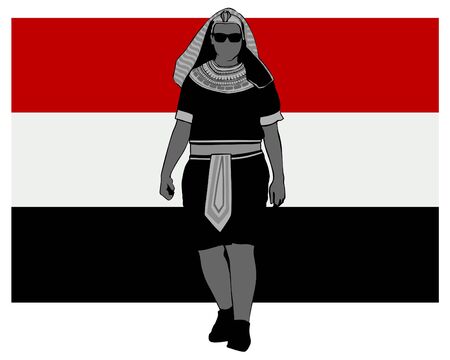 Young man in a suit of pharaoh on white backgroundのイラスト素材