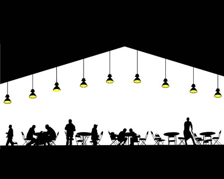 People in urban cafe on white backgroundのイラスト素材