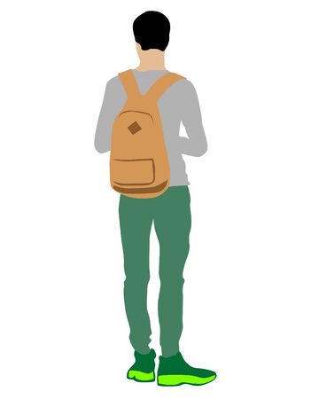 Young boys in street clothes on white backgroundのイラスト素材