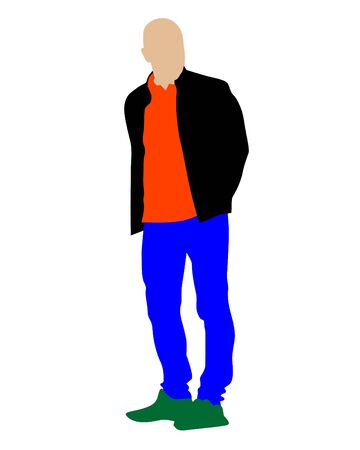 Young boys in street clothes on white backgroundのイラスト素材