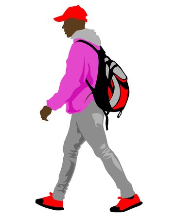 Young boys in street clothes on white backgroundのイラスト素材