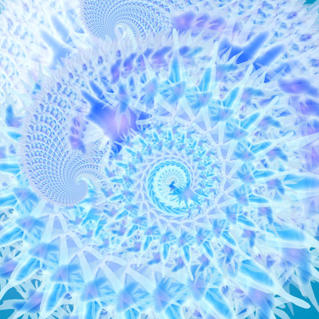 Abstract fractal of blue ice and snow. Festive winter background