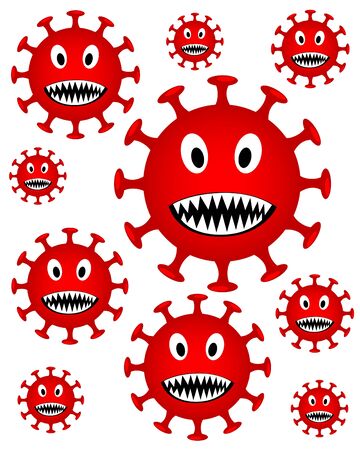 Cartoon image of a virus.Vector Illustration isolated On White Backgroundのイラスト素材