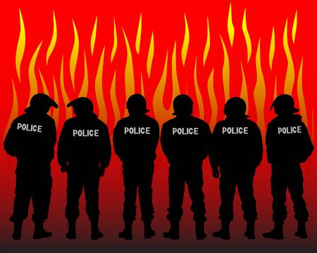 Special military forces in uniform on fire backgroundのイラスト素材