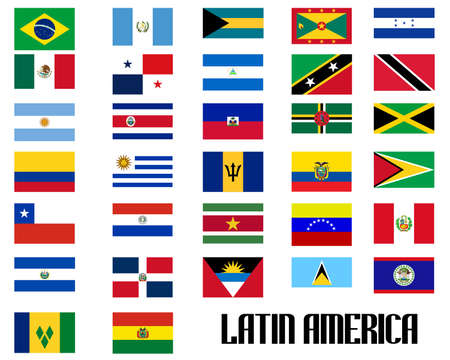 Flags of Latin American countries. Isolated objects on white backgroundのイラスト素材