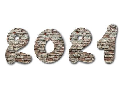 Decorative numbers of the New Year from lumber. Isolated objects on white background