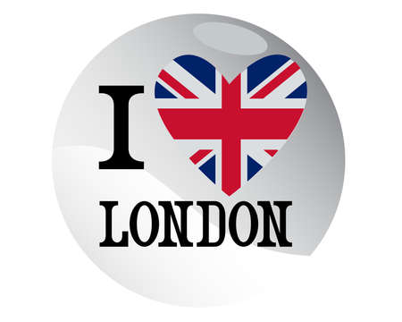 Emblem with British flag and words I love Londonのイラスト素材