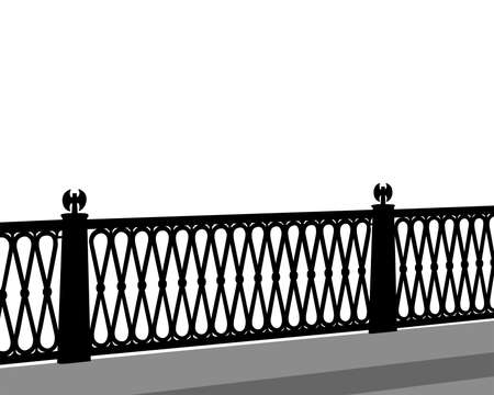 Cast iron lattice of old bridge over river in old townのイラスト素材