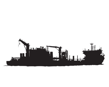 Large container ship is sailing on the sea.のイラスト素材