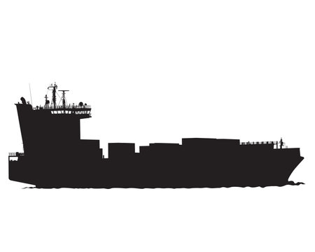 Large container ship is sailing on the sea.のイラスト素材