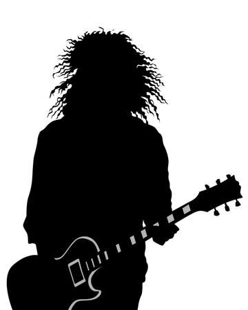Rock band musicians on stage. Isolated silhouettes on a white backgroundのイラスト素材