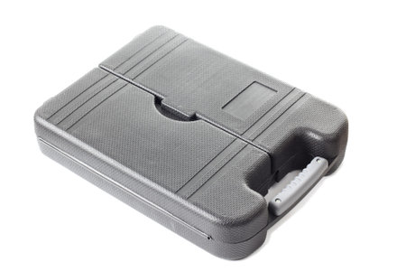 Plastic box for working tools. Isolated object on white background