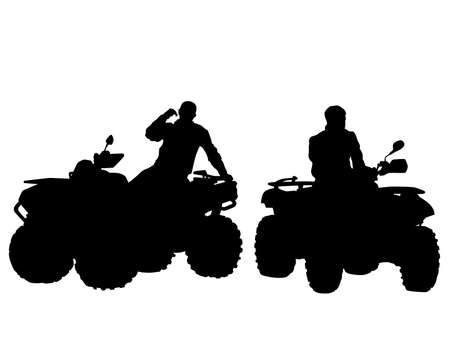 Silhouettes athletes quadbike during races on white backgroundのイラスト素材