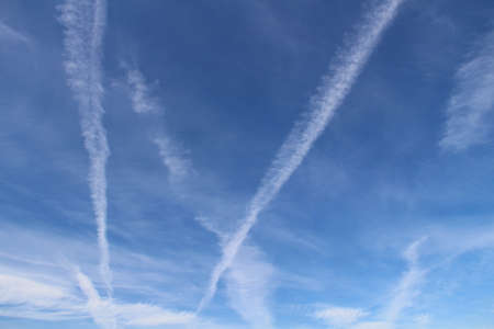 Big white clouds on a high blue skyの写真素材