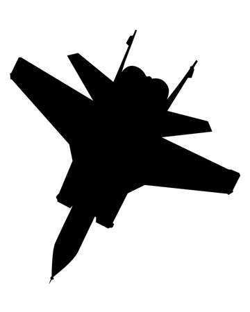 War plane flies across the sky. Isolated silhouette on white backgroundのイラスト素材