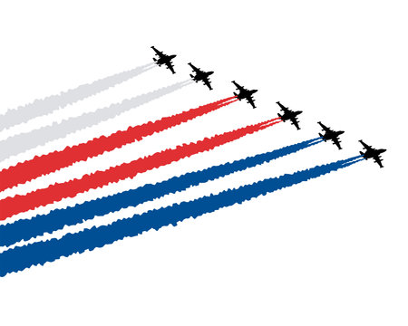 War plane flies across the sky. Isolated silhouette on white background