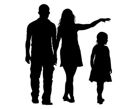 Families with little child on white backgroundのイラスト素材