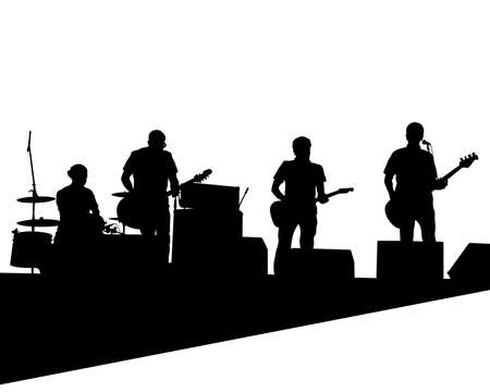 Musical group people in concert on stageのイラスト素材