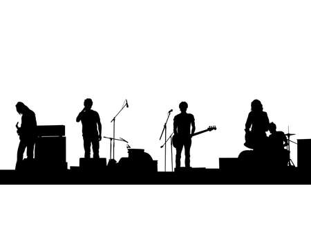 Musical group people in concert on stageのイラスト素材