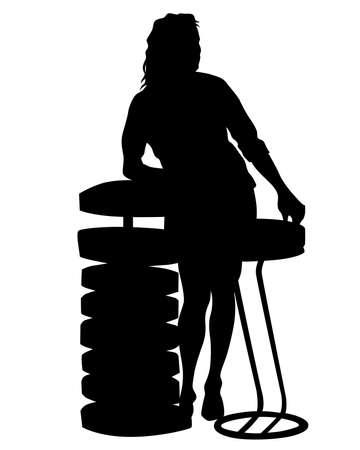 businesswoman at table on white backgroundのイラスト素材