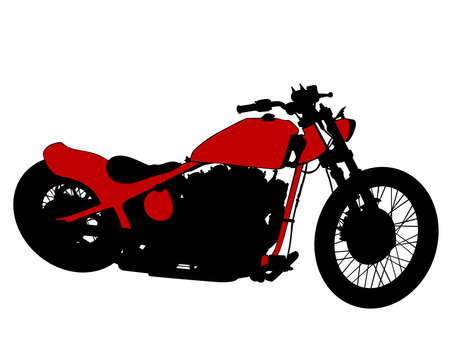 Retro bike street. Isolated silhouette on a white backgroundのイラスト素材