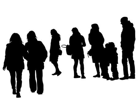 Families with little child on white backgroundのイラスト素材