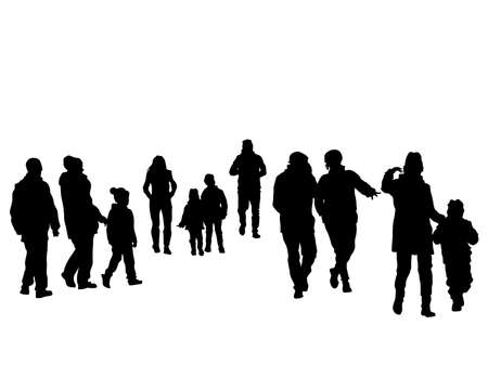 Families with little child on white backgroundのイラスト素材