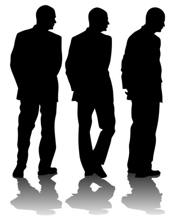 Young people in fashionable clothes on the street. Isolated silhouettes on white backgroundのイラスト素材