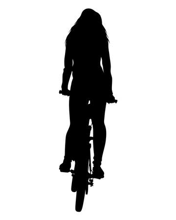 Young athlete on a bike for extreme stunts. Isolated silhouette on a white backgroundのイラスト素材