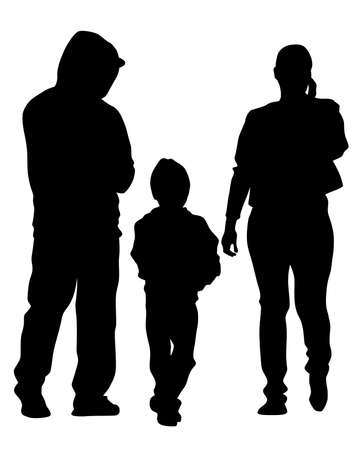 Families with little child on white backgroundのイラスト素材