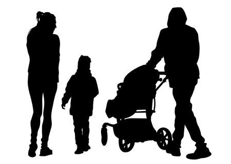 Families with little child on white backgroundのイラスト素材