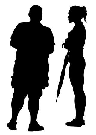 Couple of young guy and girl on white backgroundのイラスト素材