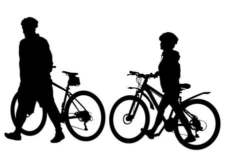 Sport people whit bike on white backgroundのイラスト素材