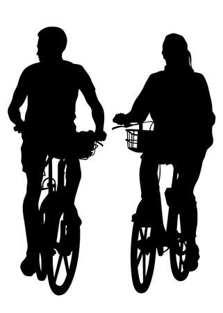 Sport people whit bike on white backgroundのイラスト素材