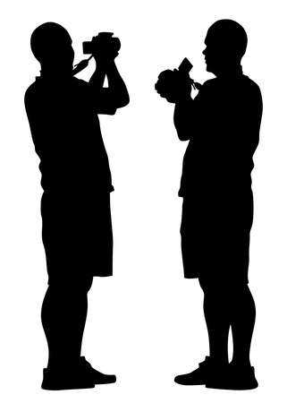 Man with a photo camera on white backgroundのイラスト素材