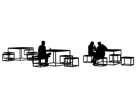 People in urban cafe on white backgroundのイラスト素材