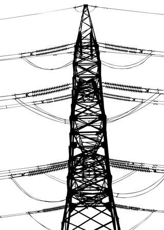 Tall metal tower with electrical wires. isolated object on a white backgroundのイラスト素材