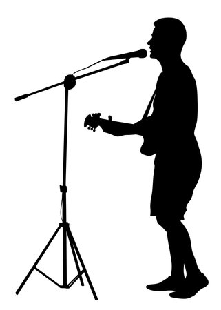 Concert of guitarist man on a white backgroundのイラスト素材