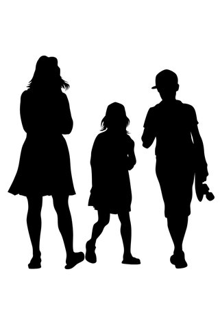 Families with child on white backgroundのイラスト素材