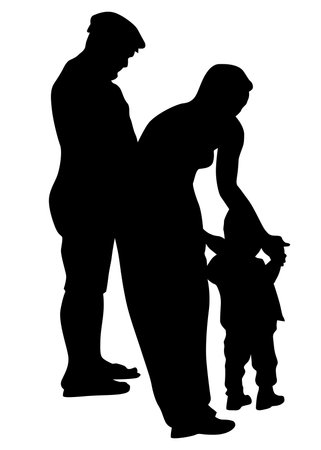 Families with child on white backgroundのイラスト素材