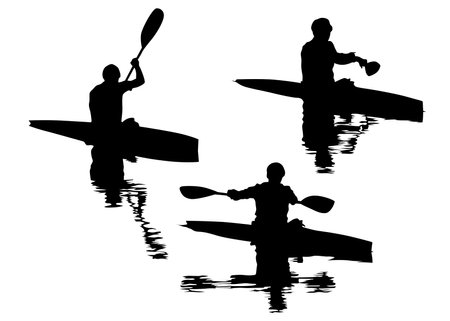 Athletes whit kayak on white backgroundのイラスト素材