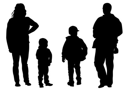 Families with little child on white backgroundのイラスト素材